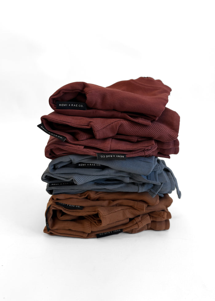 BAMBOO RIBBED HOODIE - NUTMEG