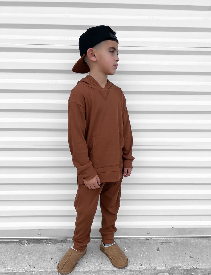 BAMBOO RIBBED JOGGERS - NUTMEG