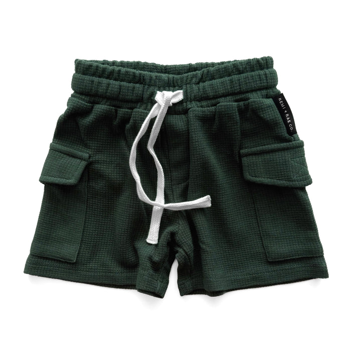 Green shorts with a drawstring