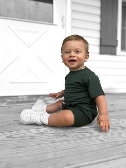 BAMBOO WAFFLE CARGO SHORTS - FOREST