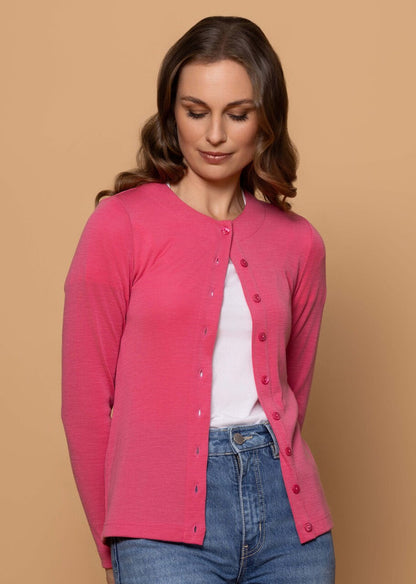 Bay Road - Merino Legend Crew Cardigan (BR786) BR786  in Peony