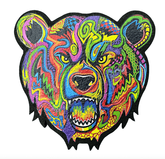 Heat-Resistant Dab Mat Bear: Bear Quartz MoodMat, Upcycled Neoprene, Artistic Design, Non-Slip, Eco-Friendly