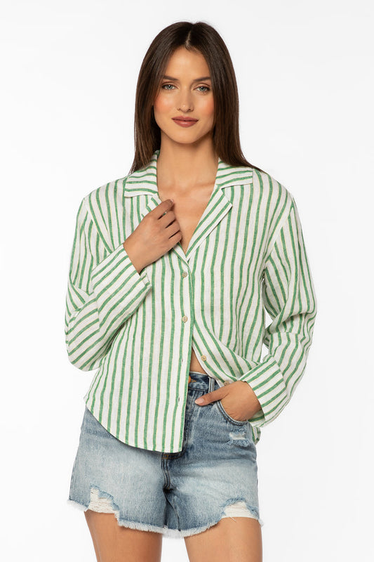 Benny Green Stripe Shirt - Tops - Velvet Heart Clothing