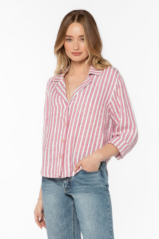 Benny Pink Stripe Shirt - Tops - Velvet Heart Clothing