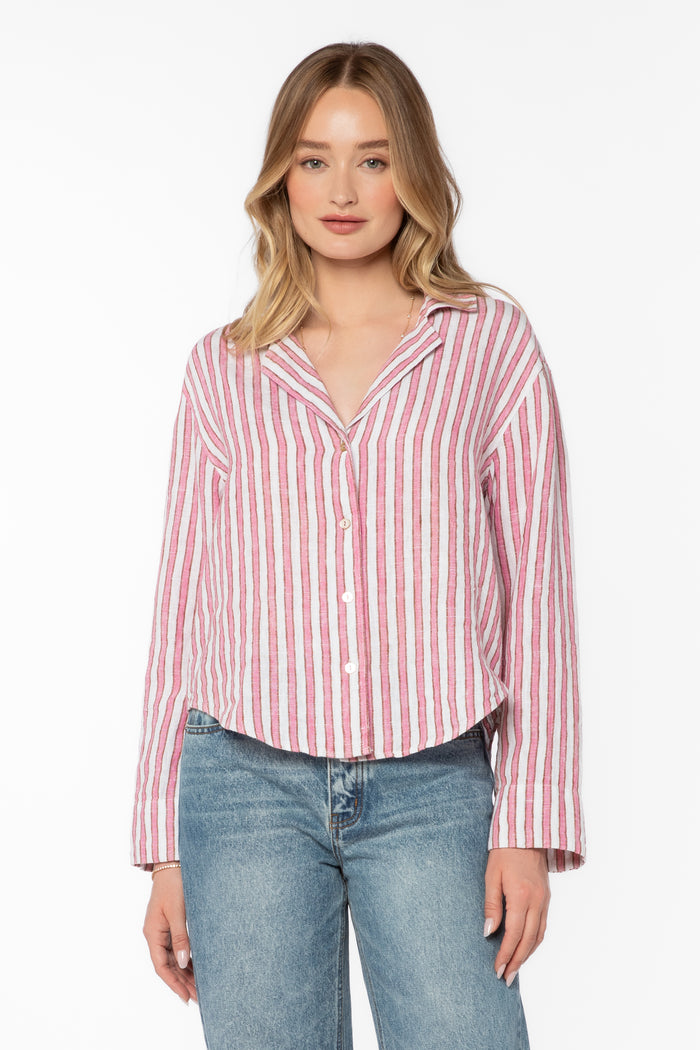 Benny Pink Stripe Shirt - Tops - Velvet Heart Clothing
