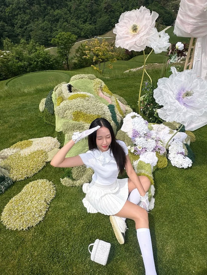Big Ribbon Pearl Knit (White)