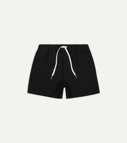 Black Linen Drawstring Shorts