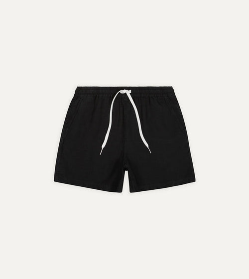 Black Linen Drawstring Shorts