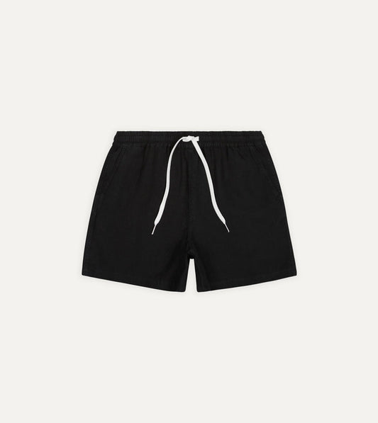 Black Linen Drawstring Shorts