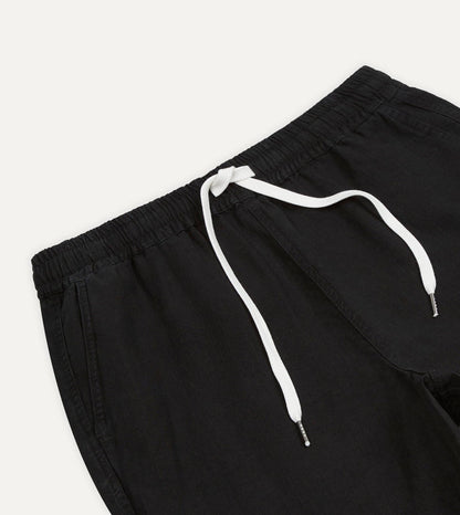 Black Linen Drawstring Shorts