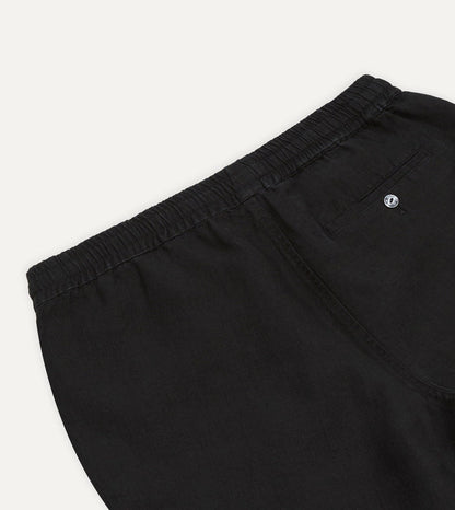 Black Linen Drawstring Shorts