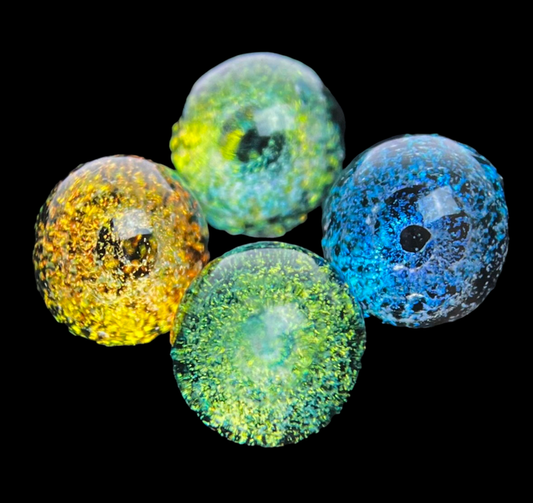 Black Sheep Glass Dichroic Marble – Handcrafted glass marble with a mesmerizing color-shifting dichroic effect, available in assorted sizes. Perfect for collectors and glass art enthusiasts.