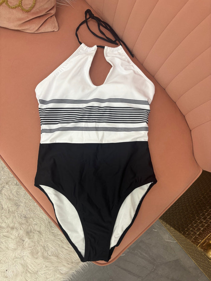 Black & White One-piece Swimwear - Intimate Whispers