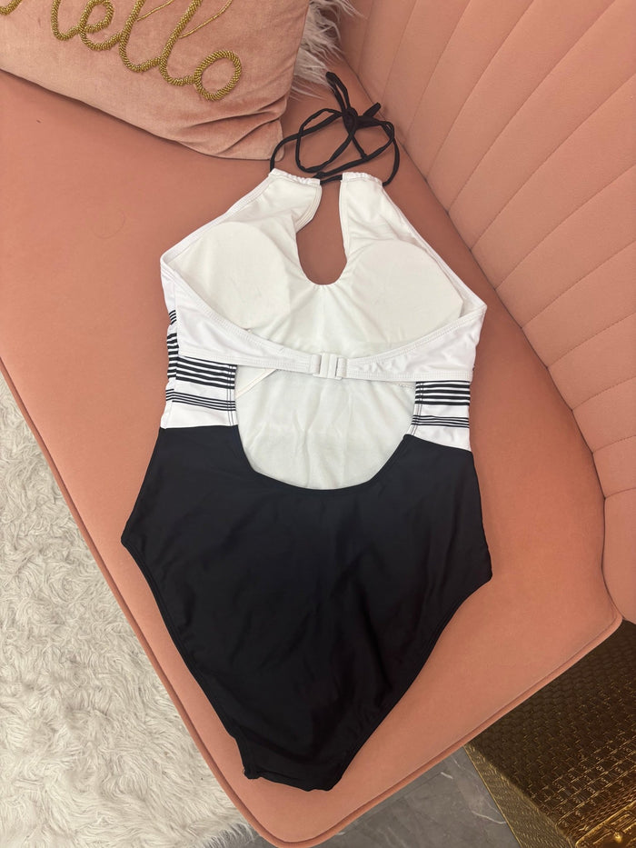 Black & White One-piece Swimwear - Intimate Whispers
