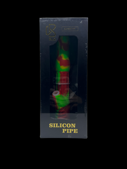 BLO Classic Hit Silicone Pipe in Rasta color - durable, heat-resistant, and perfect for on-the-go use.