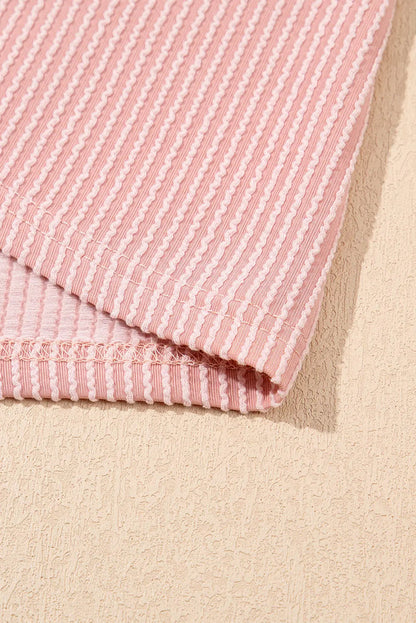 Blossom Ribbed Knit Crew Neck Puff Sleeve Shift Mini Dress - Dresses/T Shirt Dresses