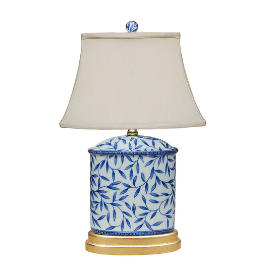 Blue and White Leaves Table Lamp