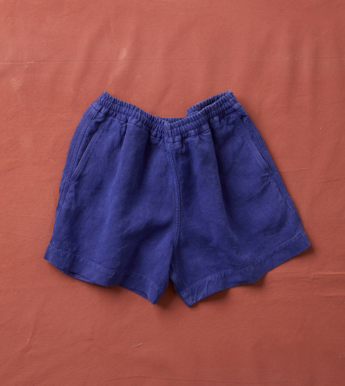 Blue Linen Drawstring Shorts