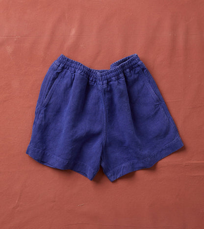 Blue Linen Drawstring Shorts