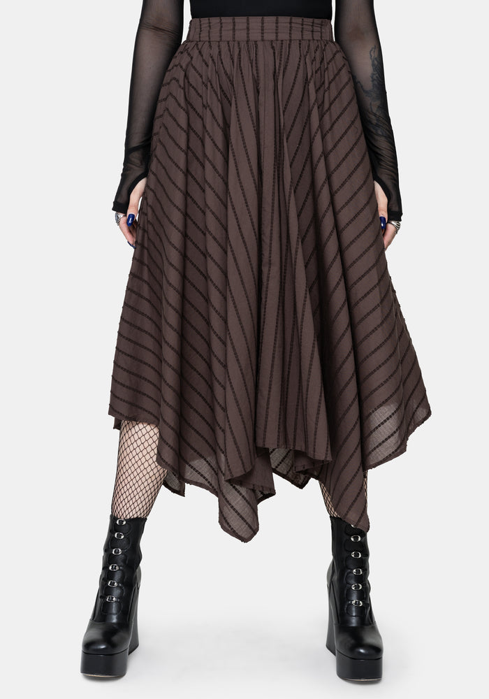 Blythe Handkerchief Hem Midaxi Skirt - Brown