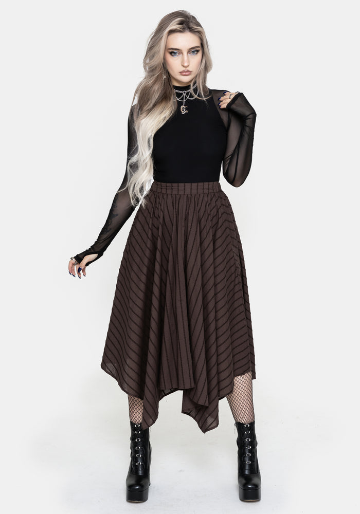 Blythe Handkerchief Hem Midaxi Skirt - Brown