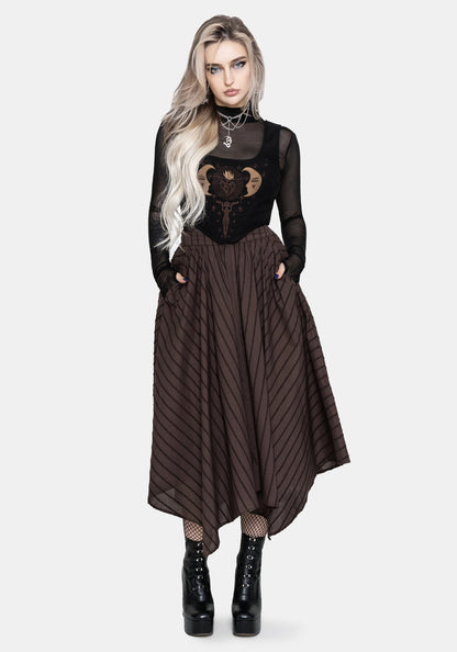 Blythe Handkerchief Hem Midaxi Skirt - Brown