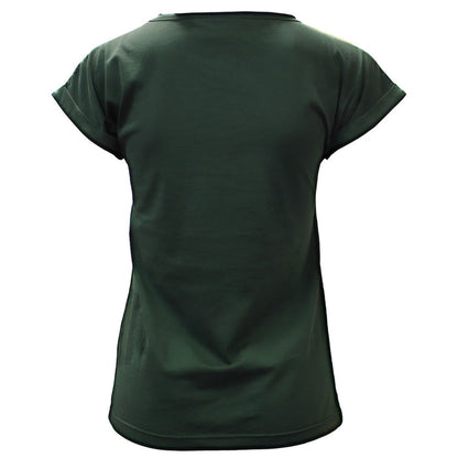 Book of Kells Ladies T-shirt Bottle Green Ireland Rose Gold