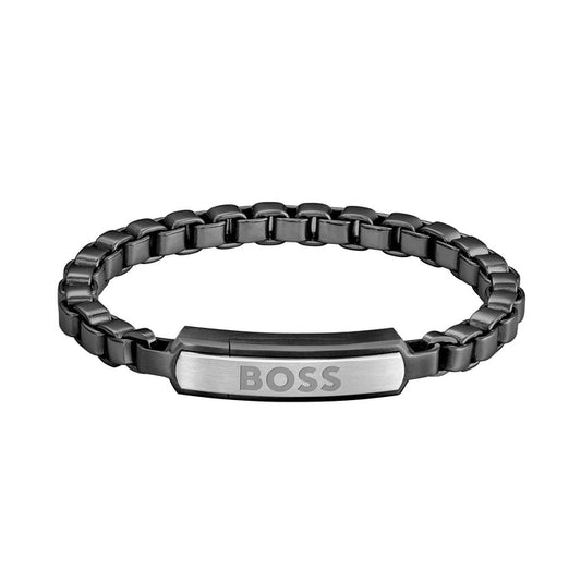 BOSS by Hugo Boss Jewellery Black Steel Men's Chain Bracelet - 1580598M