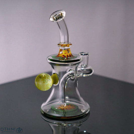 Boss Haas Glass Banger Hanger: Multicolor Design, Green Red Yellow, High-Quality Glass, Compact Dab Rig, Collector's Piece
