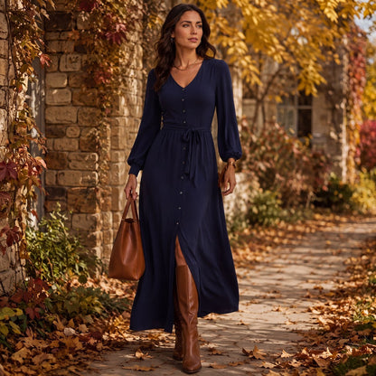 Brigitte Brianna V-Neck Maxi Dress