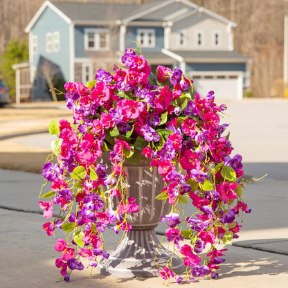 Bulk 2pcs Hibiscus Weeping Flowers Artificial Hanging Plants UV Resistant for Outdoors Wholesale
