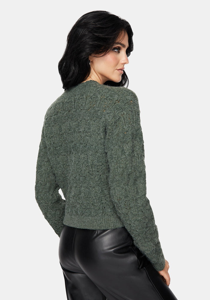Cadmium Pointelle Knit Cardigan - Teal