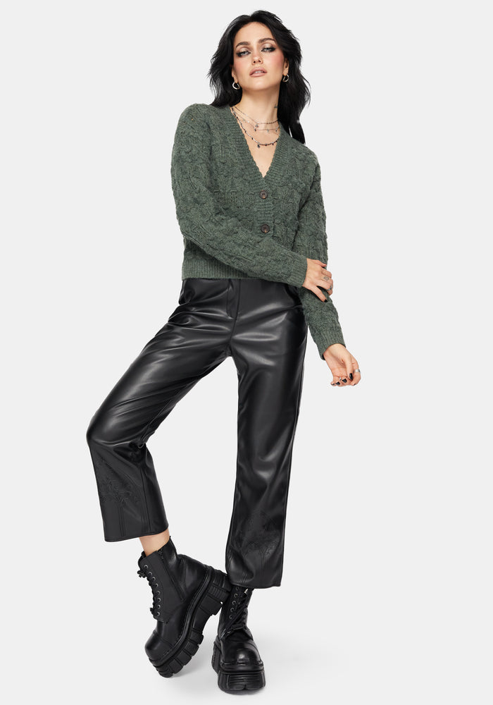 Cadmium Pointelle Knit Cardigan - Teal
