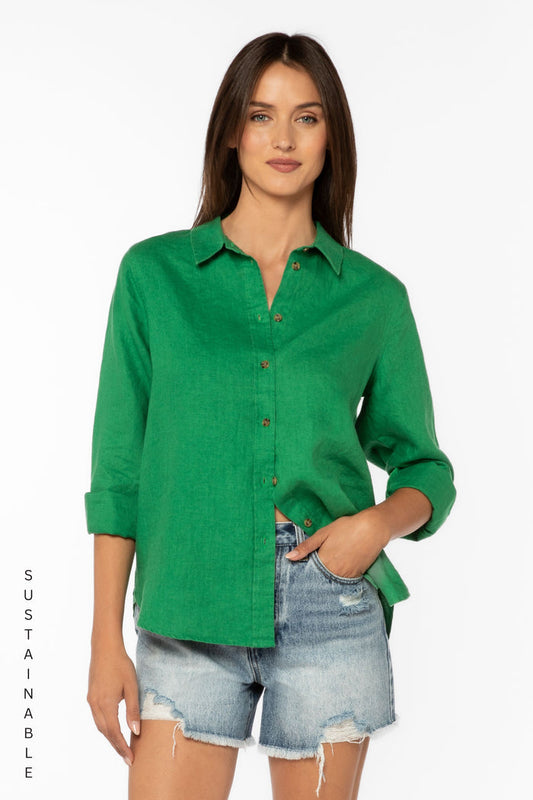 Carmine Green Shirt - Tops - Velvet Heart Clothing