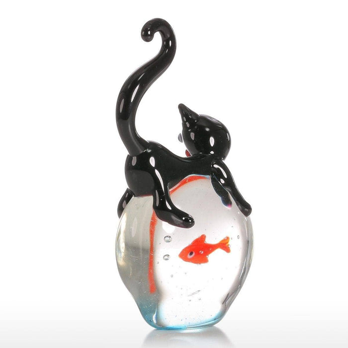 Cat & Glass Ball Goldfish Decor - Modern Home Decor with a Whimsical Twist