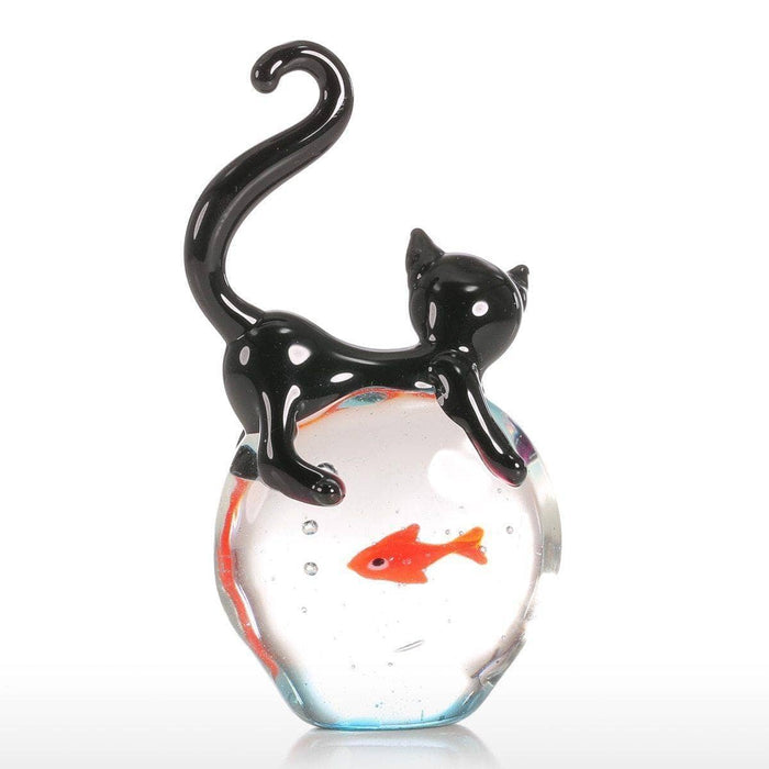 Cat & Glass Ball Goldfish Decor - Modern Home Decor with a Whimsical Twist
