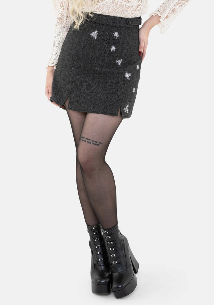 Chrysina Beetle Sequin Embellished Pleated Mini Skirt