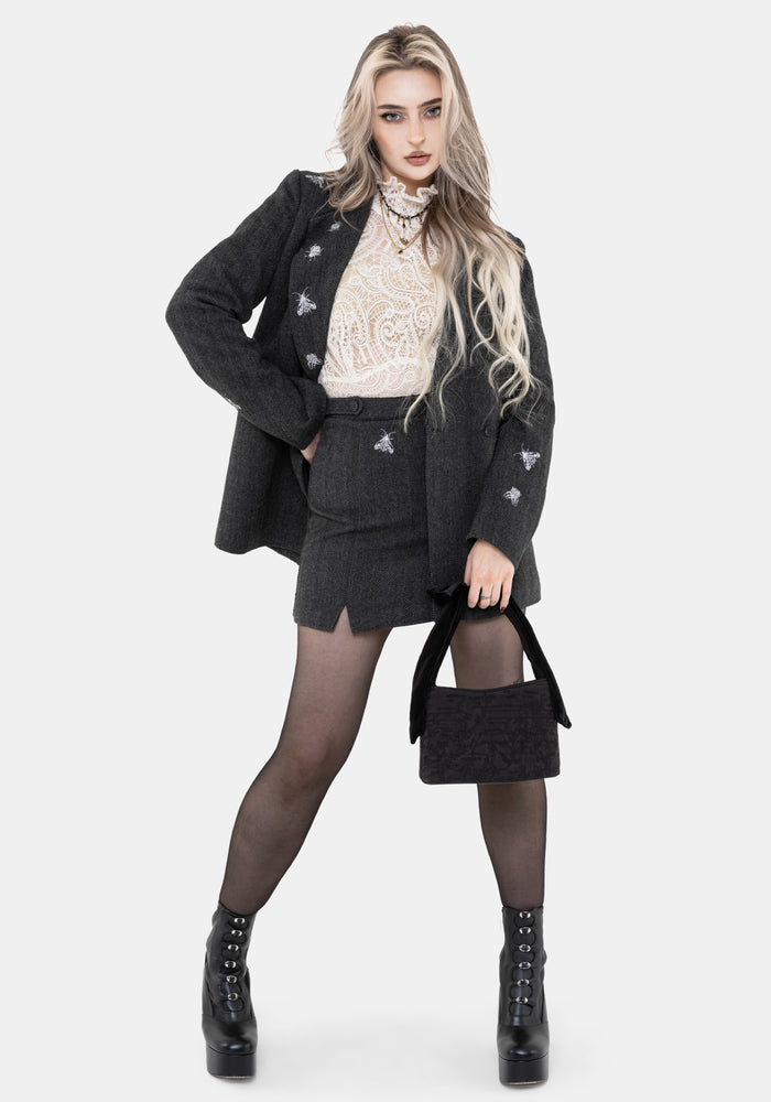 Chrysina Beetle Sequin Embellished Pleated Mini Skirt