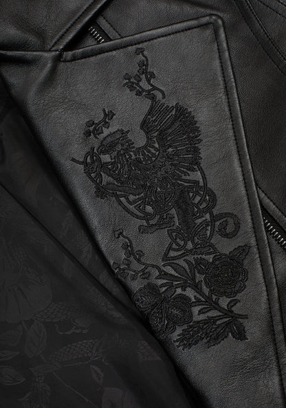 Clash Phoenix Embroidered Faux Leather Jacket