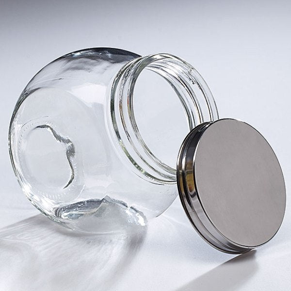 Clear Glass Jar with Silver Metal Lid