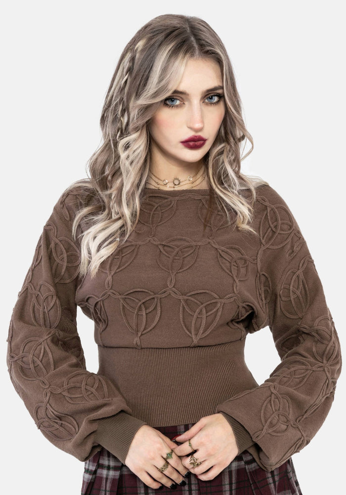 Covet Cotton-Blend Witches Knot Cable Knit Jumper