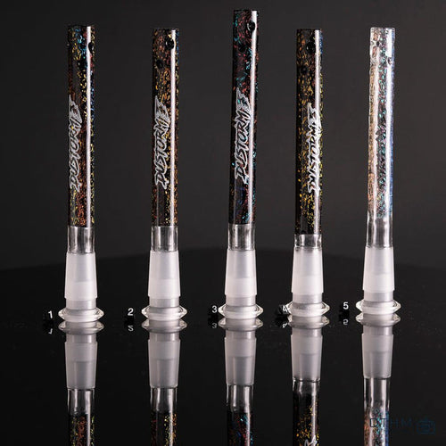 Dustorm Dichroic Clear Downstem: Reflective Design, High-Quality Glass, Various Sizes, Modern Look, Art and Practicality
