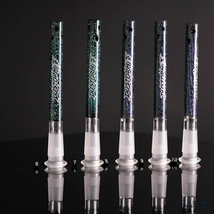 Dichroic Clear Fitting Downstem: Dustorm Distribution, Multi-Color Glass, Reliable Performance, Fits Various Rigs, Sleek Touch