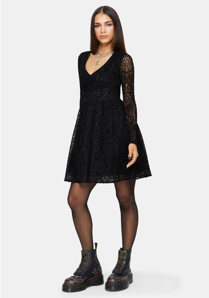 Disrupt Flocked Mesh Mini Dress