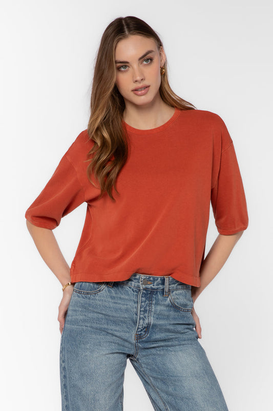 Elias Burnt Brick Cotton Tee