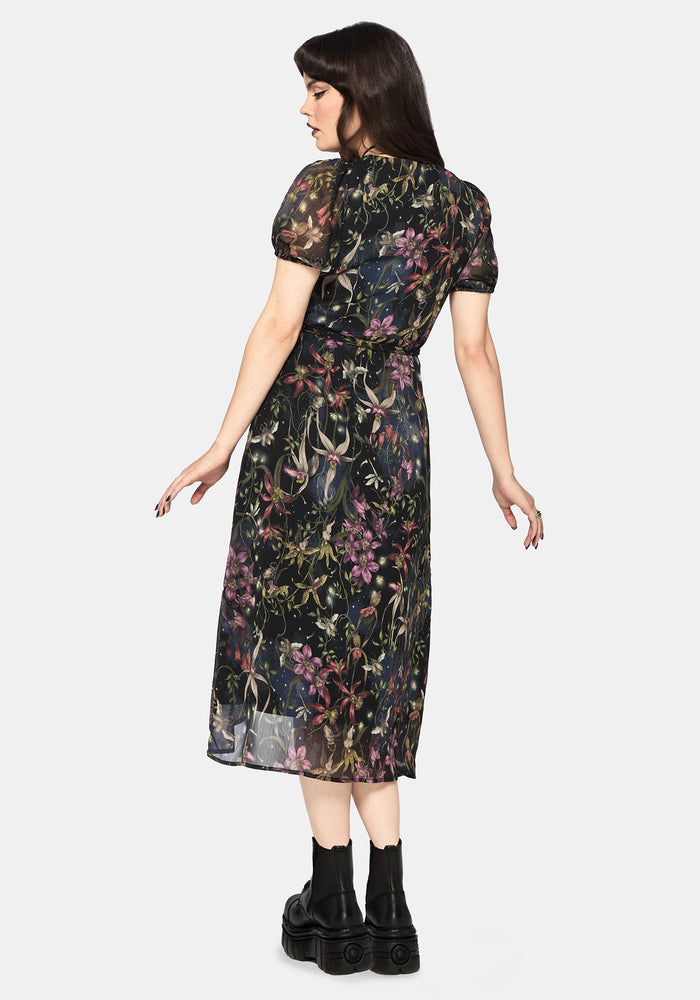 Elide Black Orchid Wrap Midaxi Dress