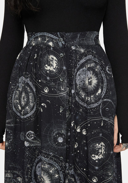 Elise Celestial Print Button Down Midi Skirt