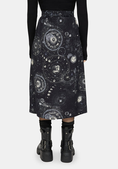 Elise Celestial Print Button Down Midi Skirt