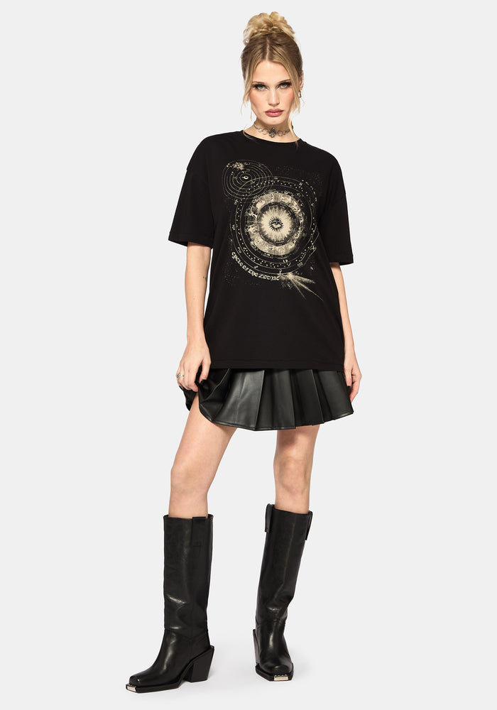 Elise Zodiac Celestial Print Oversized T-Shirt