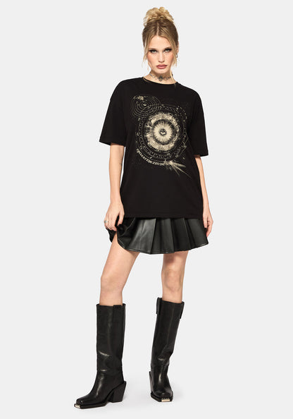 Elise Zodiac Celestial Print Oversized T-Shirt